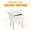 JHK Faux Fur Living Room Hidden Storage Stools & Ottomans Padded Makeup with 4 Metal Legs Anti-Slip Adjustable Feet for Home