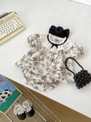 2PCS Summer Floral Baby Girl Suit New Autumn Fashion Lace Bow Baby Girls' Set Peter Pan Collar Shirt and Shorts Princess Outfits - M & M Global