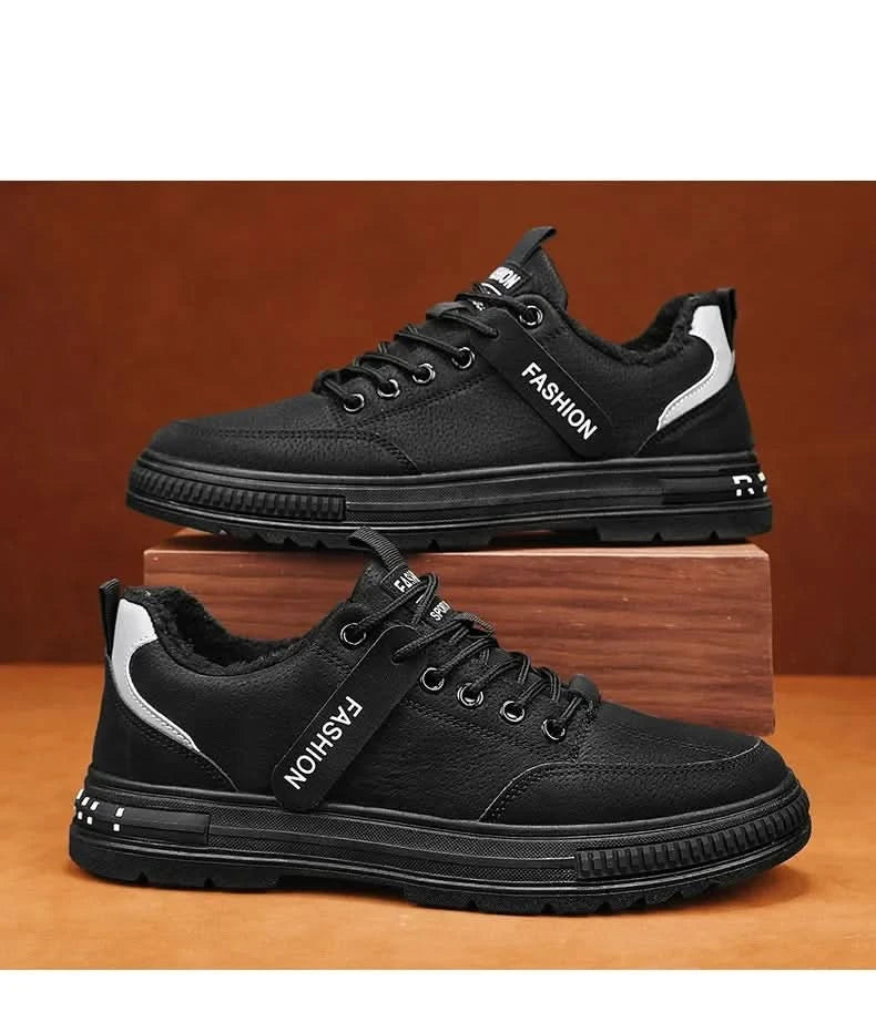 Winterfleece-lined Men's Shoes New Style Workwear Shoes Anti-slip Sport Casual Board Men's Korean Version Durable Labor-saving - M & M Global
