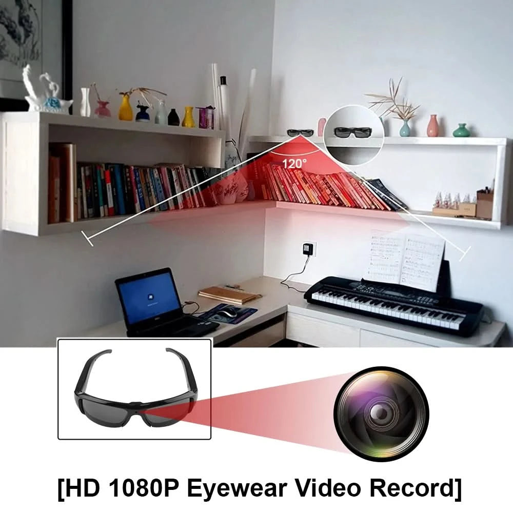 Portable 1080P HD Mini Glasses Camera Video Recorder Wearable Sunglasses Camera Outdoor Sports DV DVR Surveillance Camcorder - M & M Global