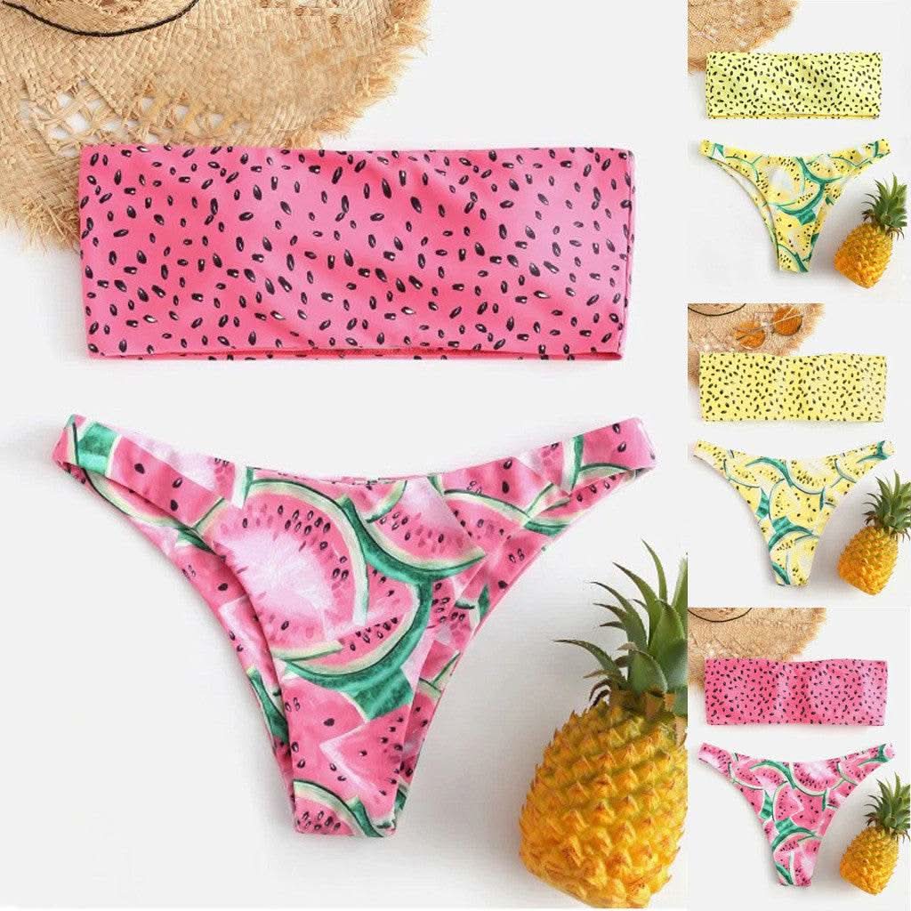 Bikinis Sets Swimsuit For Women Print Tube Up Two Pieces Bikini Push-Up Swimwear Beachwear For WomenFeminine Bikinis - M & M Global