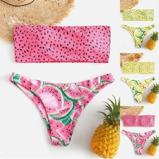 Bikinis Sets Swimsuit For Women Print Tube Up Two Pieces Bikini Push-Up Swimwear Beachwear For WomenFeminine Bikinis - M & M Global