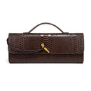 Burgundy bag cherry red envelope wine red envelope upscale new handbag European and American fashion crocodile flip hand organ b - M & M Global