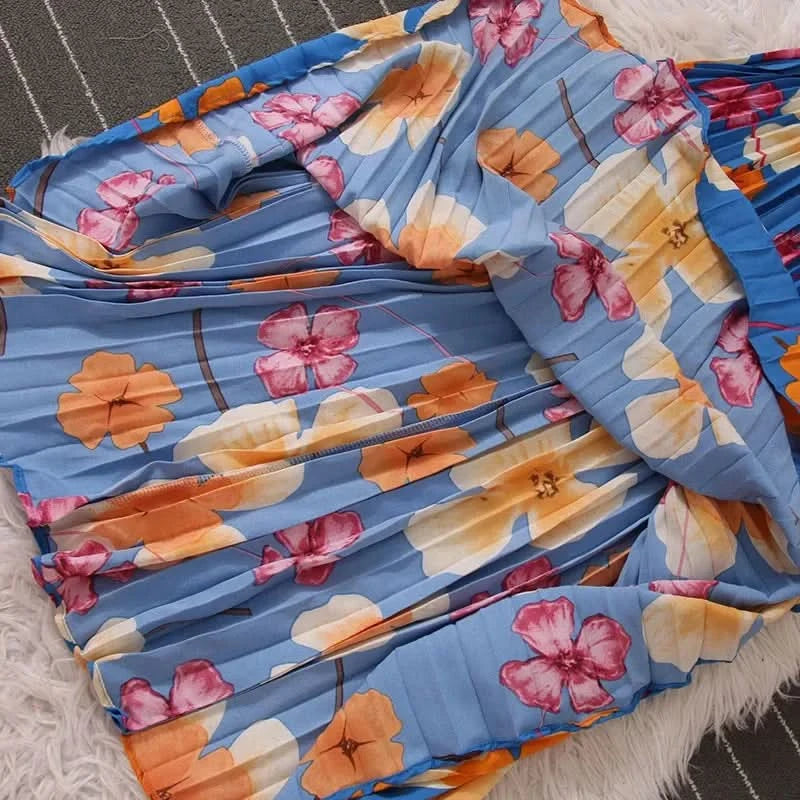 Women Dress Fashion Vintage Ins Bandage Slim Waist A-line Long Dress Vacation Beach Summer Outfits Lady Robe Femme - M & M Global
