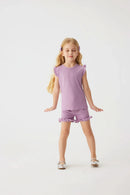 2024 Summer Hot selling Little Girl Daily Casual Clothing Minimalist Little Girl Polyester Set Cool Sleeveless Shorts Set Girl - M & M Global