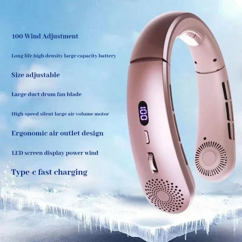 Neck Fan,Lightweight Wearable Fan, Low Noise 5 Speed Hands Free Fan, Hanging Headphone Design Sports Fan for Indoor & Outdoor