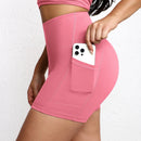 Women High Waist Pocket Yoga Sport Biker Shorts Leggings For Fitness Lift Hips Running Workout Yoga Pant