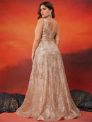 Plus Size Luxury Deep V-Neck Sequins Blue Evening Dress Women Elegant V-back Wedding Party Long Prom Cocktail Dresses