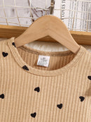 Girls’ 2-Piece Heart & Polka Dot Top and Black Skirt Set