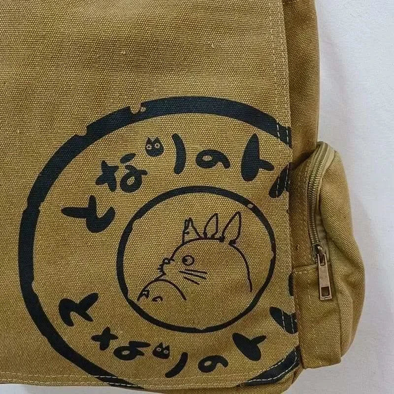 Canvas Messenger Handbag Large Capacity Washed Women Oblique Straddle Canvas Bag Simple Vintage Cartoon Leisure Shoulder Handbag - M & M Global