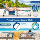 Tanning Chair, 400LBS Beach Lounge w/Face Arm Hole & Hand Shoulder Strap, Folding Layout Sunbathing Chair, Face Down Outdoor