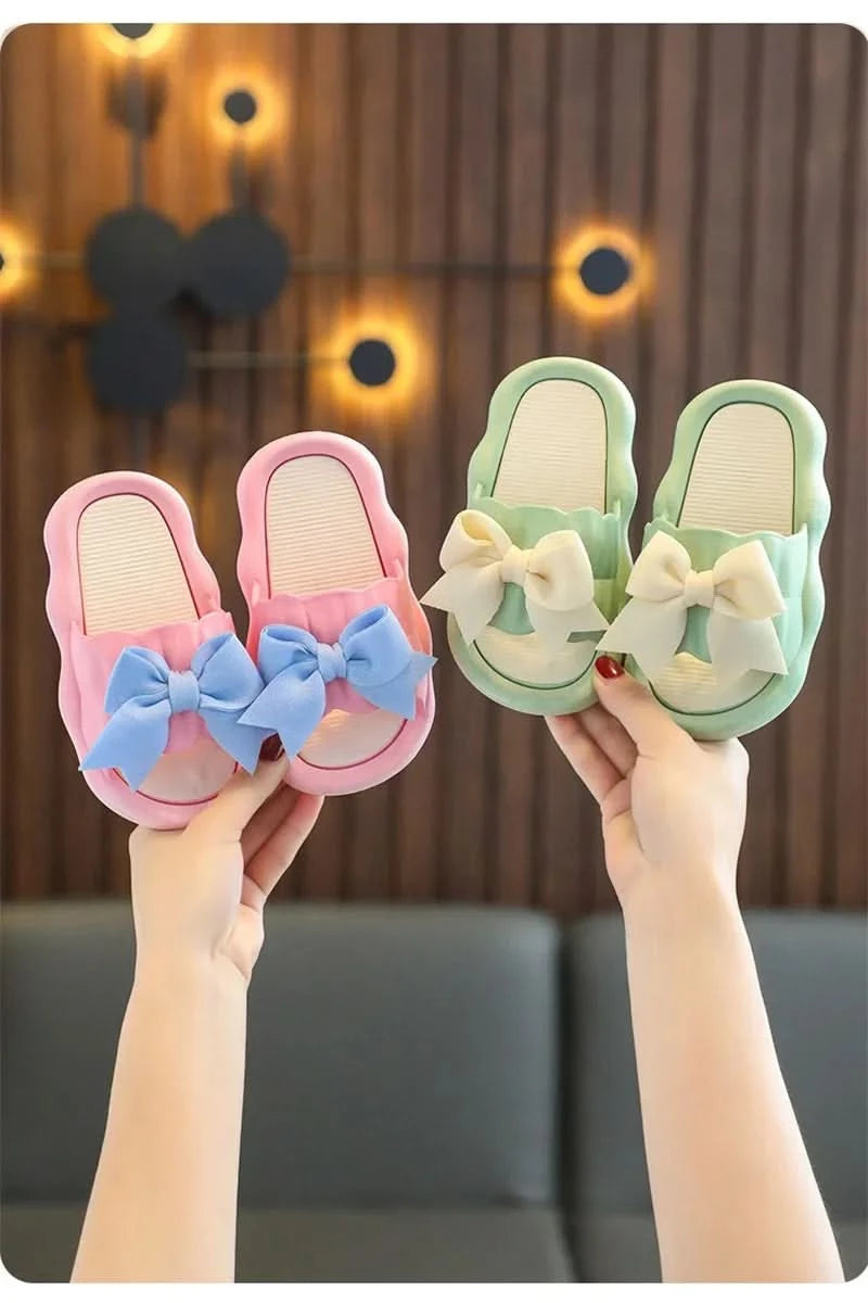 Summer New Kids Home Shoes Anti Slip Soft Sole Girls Bath Slipper Cartoon Cute Flower Bow Princess Slippers Children Beach Shoes - M & M Global
