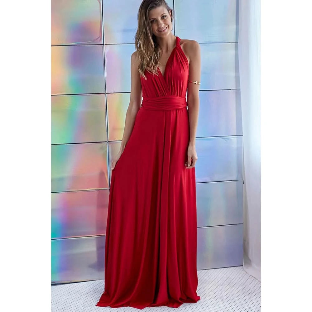 Sexy Women Multiway Wrap Convertible Boho Maxi Club Red Dress Bandage Long Dress Party Bridesmaids Infinity Robe Longue Femme - M & M Global