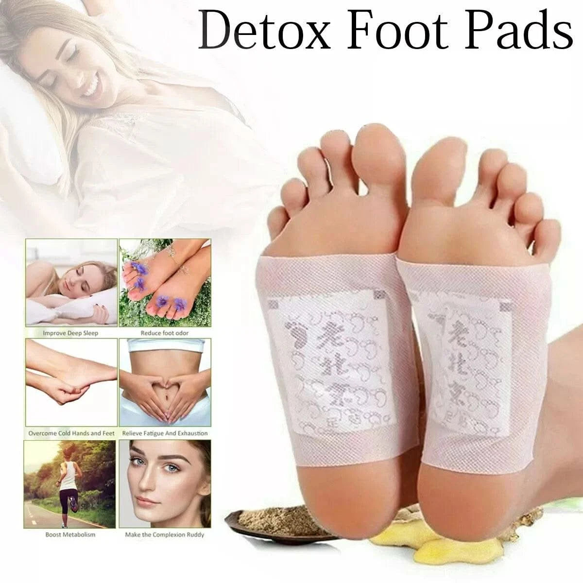 50 Pcs Old Beijing Foot Paste Mai Grass Bamboo Vinegar Herbal Detoxifying Foot Pads Weight Loss Toxin Removal Health Benefits - M & M Global