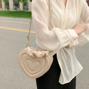 Luxury Quilted Handle Women PU Leather Shoulder Bag Fashion Heart Solid Color Crossbody Bag - M & M Global