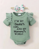 Newborn Baby Girl 3PCS Clothes Set Letters Short Sleeve Romper+Flowers Pant+Bowknot Headband Summer Lovely Outfit - M & M Global