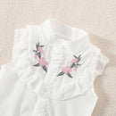 Summer New Girls' Two-Piece Set Lace Flower Embroidery Bow Two-Piece Set Loose Casual Two-Piece Shorts - M & M Global