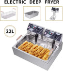 5000W Commercial Deep Fryer with Basket and Lid, 23.3QT/22L Electric Fryer, Countertop Oil Fryer for French Fries, Onion Rings, - M & M Global
