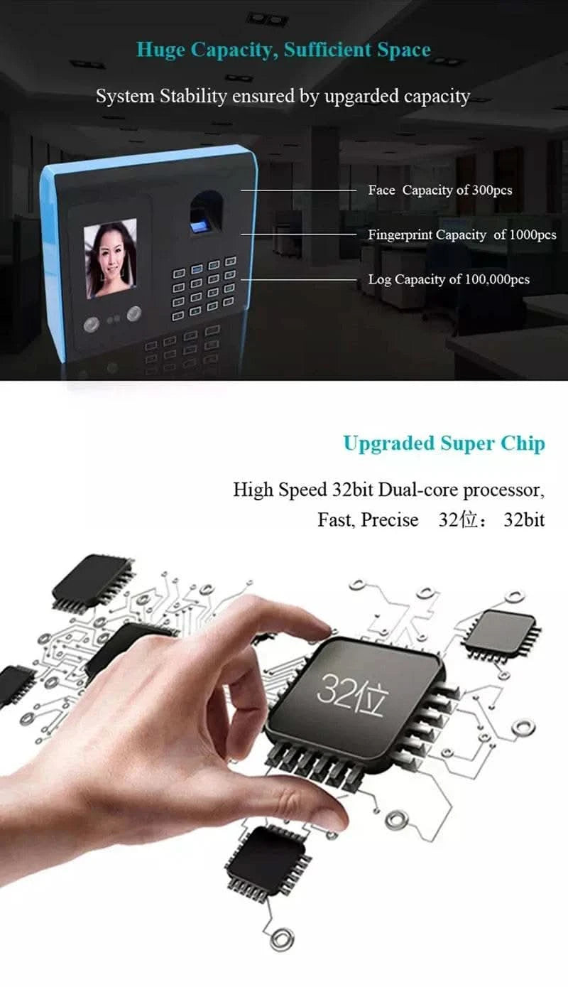 AF01 Biometric Face Facial Fingerprint Recognition Time Attendance No Touch Contactless System Machine Device Machine - M & M Global