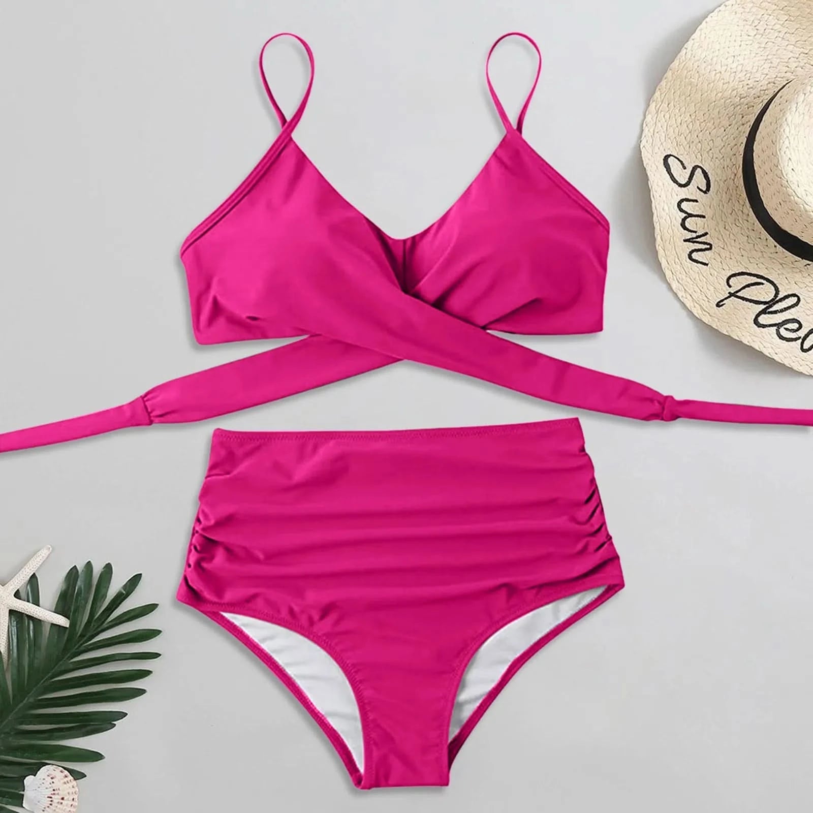New Fashion Women Sexy Soild Print Bikini Set Push Up Bathing Swimwear Beach High Waist Swimsuit Swimming Suit Beachwear Biquini - M & M Global