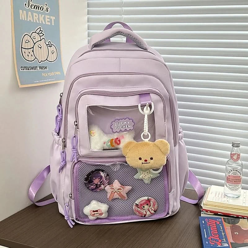 Japanese Style Kawaii Backpack Girls Transparent Ita Bag Women Large Capacity Backpack Fashion School Bag for College Student JK - M & M Global