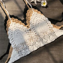 Sexy Style Hand Crochet Solid Color Bikini Beachwear Women Beach Holiday Hollow Out Tie Up Swimsuit Sun Bathing Clothes - M & M Global