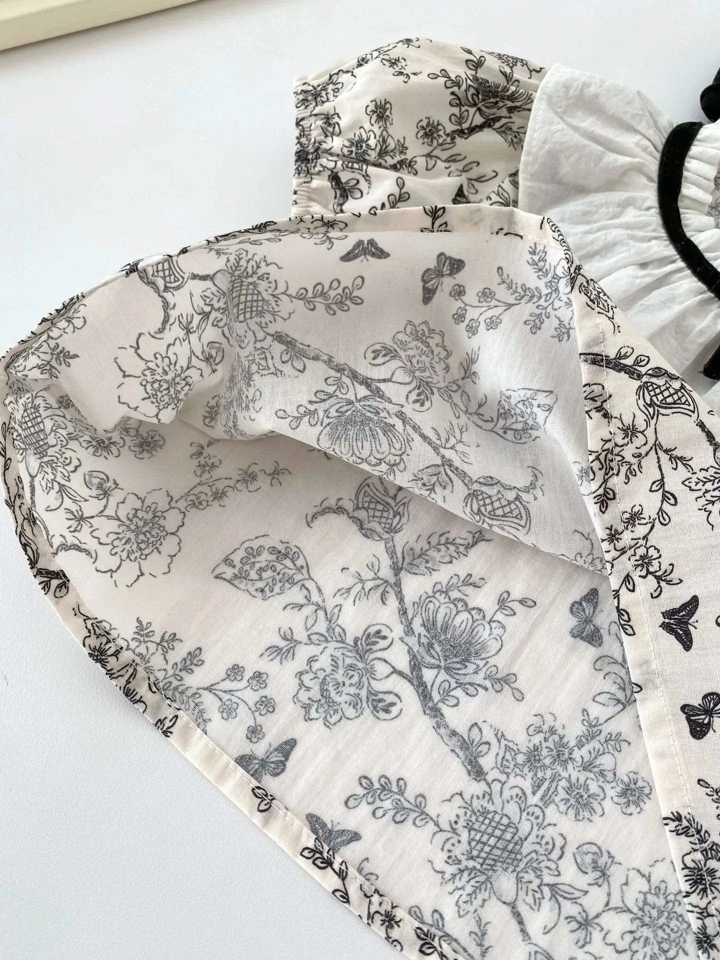 2PCS Summer Floral Baby Girl Suit New Autumn Fashion Lace Bow Baby Girls' Set Peter Pan Collar Shirt and Shorts Princess Outfits - M & M Global