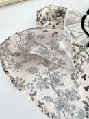 2PCS Summer Floral Baby Girl Suit New Autumn Fashion Lace Bow Baby Girls' Set Peter Pan Collar Shirt and Shorts Princess Outfits - M & M Global