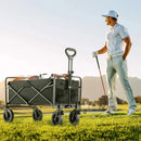 JHK Outdoor Collapsible Foldable Garden Beach Cart Large Capacity Wagon Cart Utility Grocery Wagon for Shopping Sports Camping