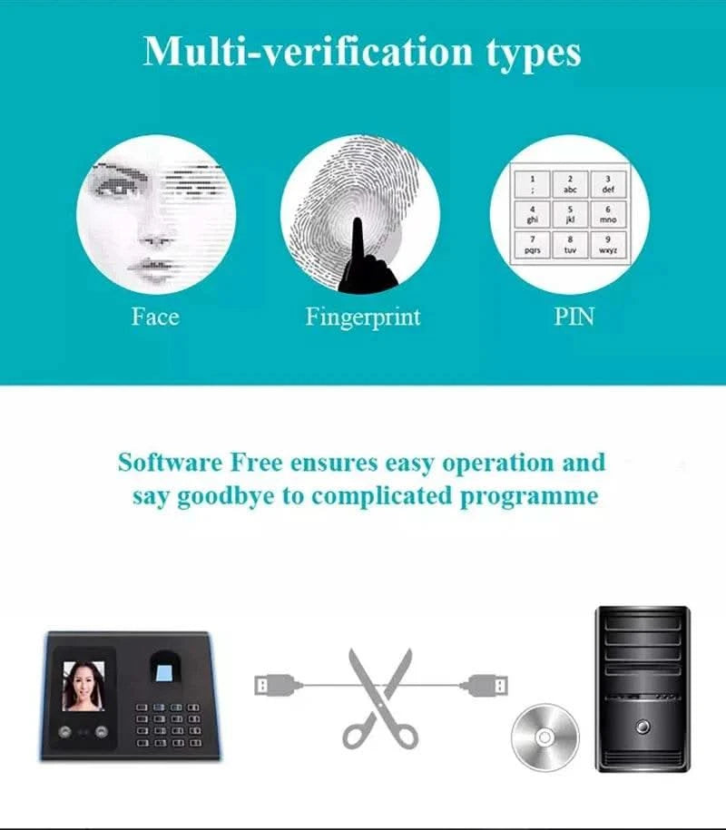 AF01 Biometric Face Facial Fingerprint Recognition Time Attendance No Touch Contactless System Machine Device Machine - M & M Global
