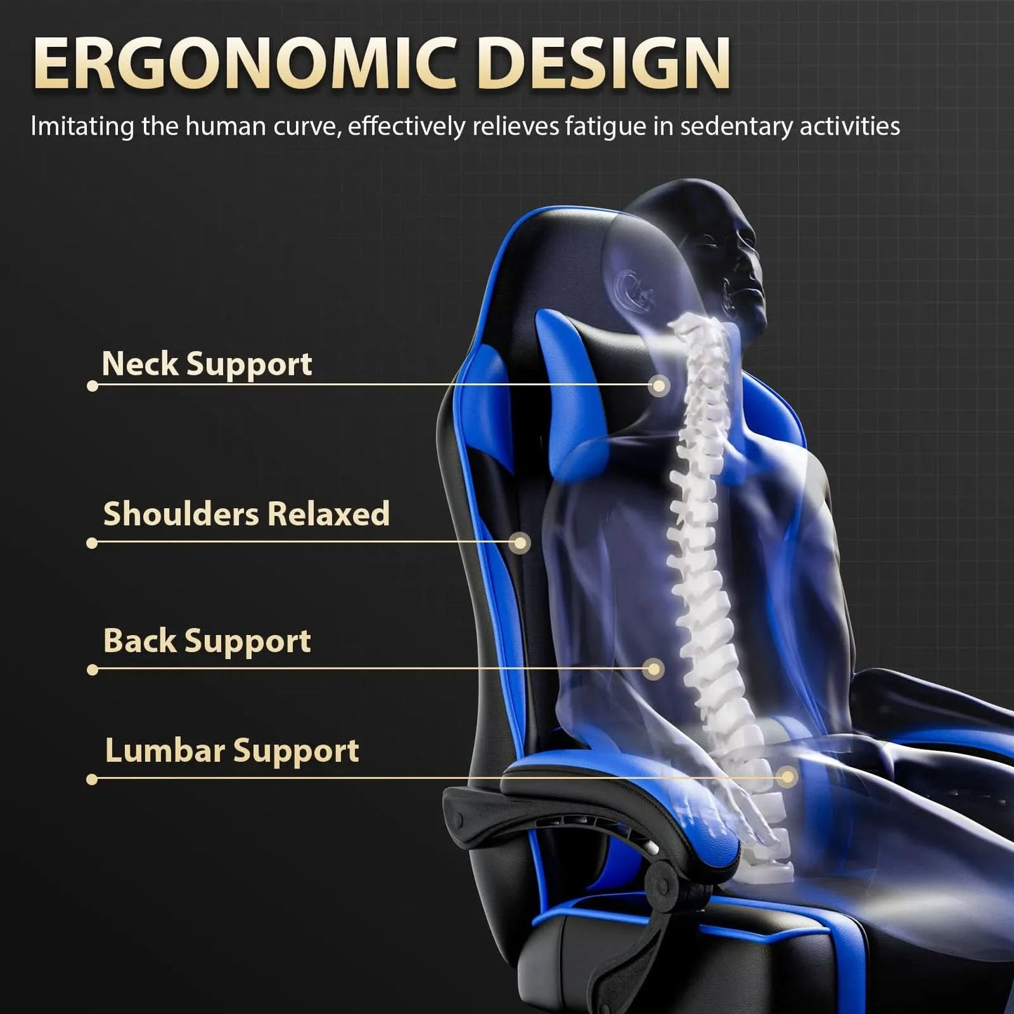 Ergonomic Gaming Chair Recliner, PU Leather Racing Game Chairs for Adults, Executive Office Chair Gamer Chair with Massager