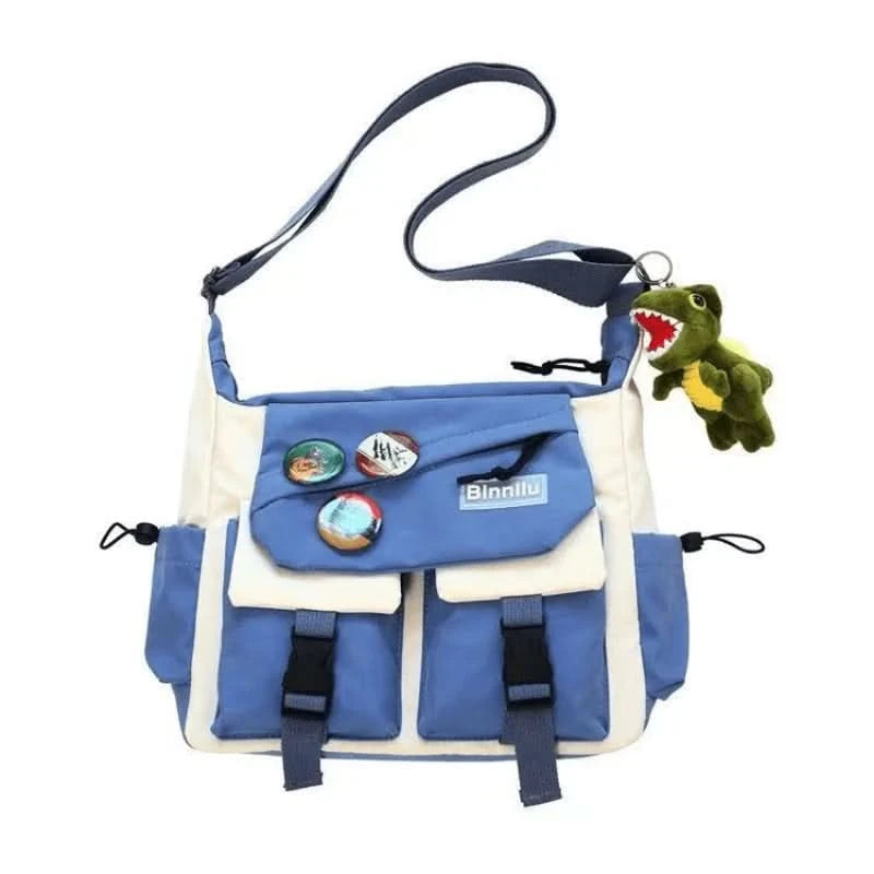 Preppy Casual Nylon Crossbody Bag For Men Women Teen Messenger Bag, Student Commuter Single Shoulder Bag For Travel Daily Use - M & M Global