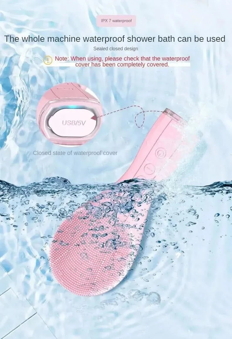 Electric Facial Cleansing Brush Deep Pore Cleaning Sonic Vibration Waterproof Acne Blackhead Remover Pore Cleaner Silicone - M & M Global