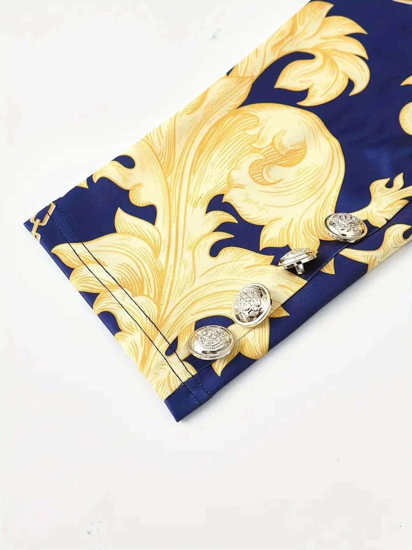Women's Business and Leisure Two-Piece Suit Set, Solid Color Long Sleeved Double Breasted Suit Jacket and Floral Printed High Wa