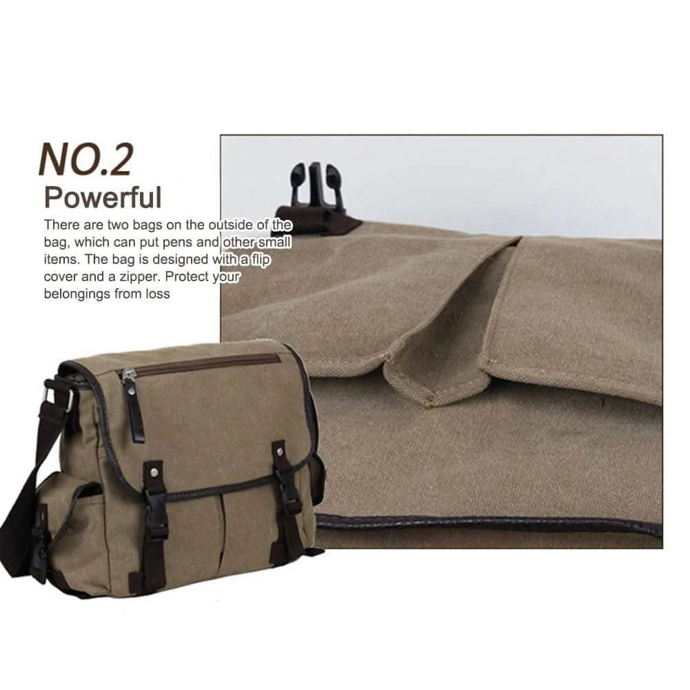 Classic Men Shoulder Bag Men's New Canvas Messenger Bag Outdoor Leisure Travel Multi Pockets Satchel Handbags Men's Designer Bag - M & M Global