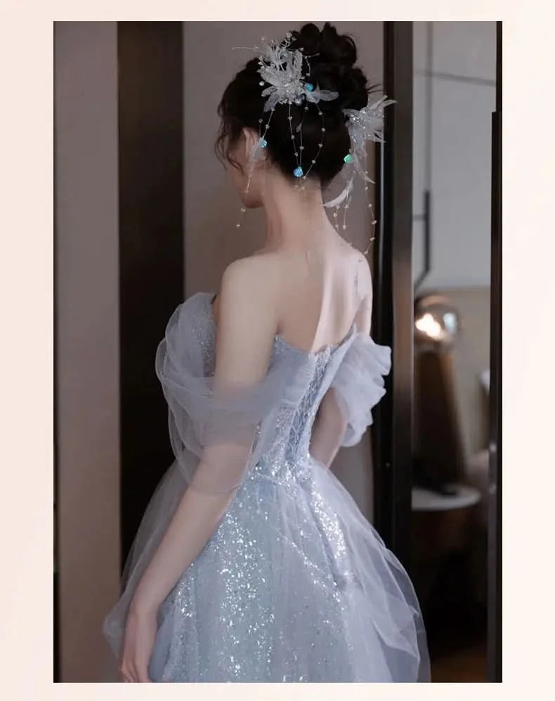 Y2k Evening Dresses Women's 2025 New Summer Banquet Long Dress Slim Sexy Light Luxury Art Test Host Adult Birthday Party Dress - M & M Global