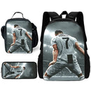 pcs set Football CR7 Star Child School Backpack with Lunch Bags Pencil Bags School Bags for R-Ronaldos Boys Girls Best Gift - M & M Global