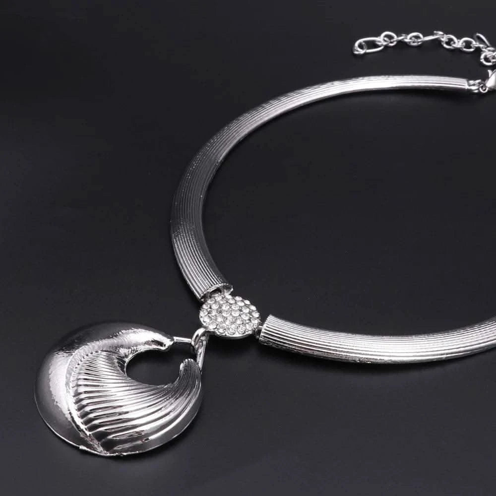 Dubai Jewelry Set For Women Silver Plated Luxury Necklace Earrings Bracelet And Ring Set Jewelry For Wedding Party Trending ﻿ - M & M Global