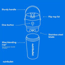 Flip Portable Blender with Insulated Cup, Cordless, Brushed Stainless, NBPB50350SS - M & M Global