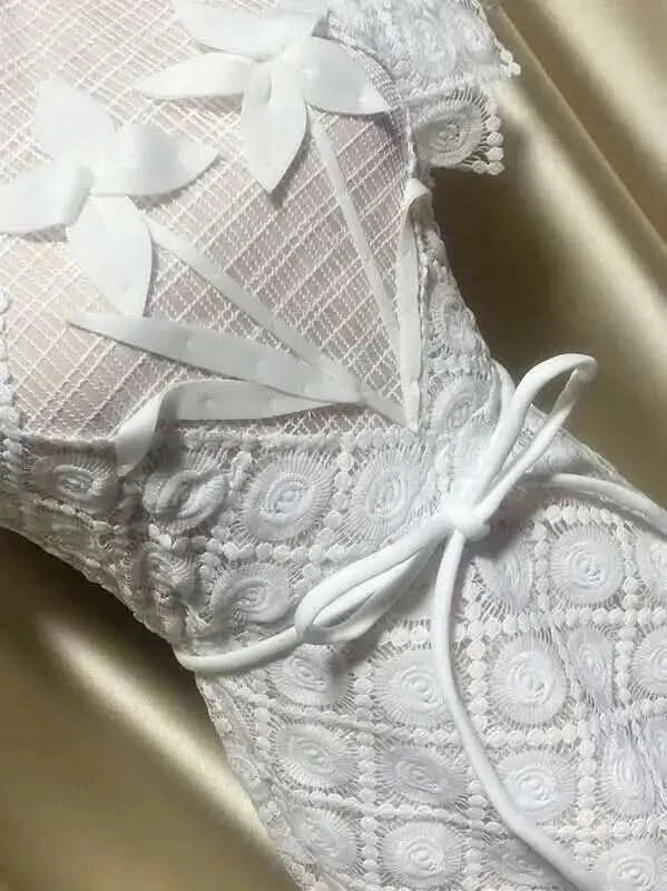 UCXQ Elegant Long Dress Fairy Style Embroidery Lace Patchwork Short Sleeve Waist Party Dresses For Women 2025 Spring Summer 9302 - M & M Global