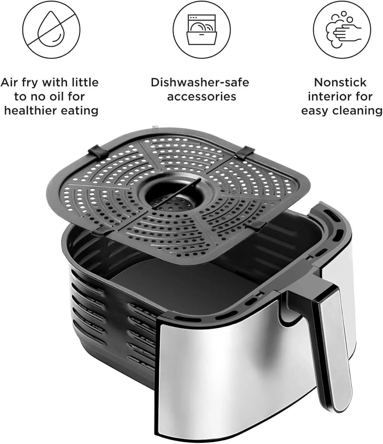 Air Fryer Healthy Cooking, 4.5 Qt,User Friendly and Dual Control Temperature, Nonstick Stainless Steel, Dishwasher Safe Basket, - M & M Global