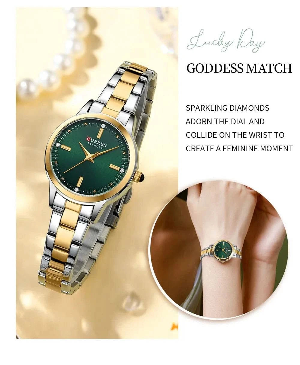 CURREN-Women's Simple Dial Wristwatch, Elegant and Charming Bracelet Quart Watches for Lady, Fashion Brand - M & M Global