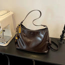 Women Casual Underarm Bag with Pendant Retro Crossbody Bag PU Leather Trendy Tote Bag Travel Shopping Work Date Bag - M & M Global
