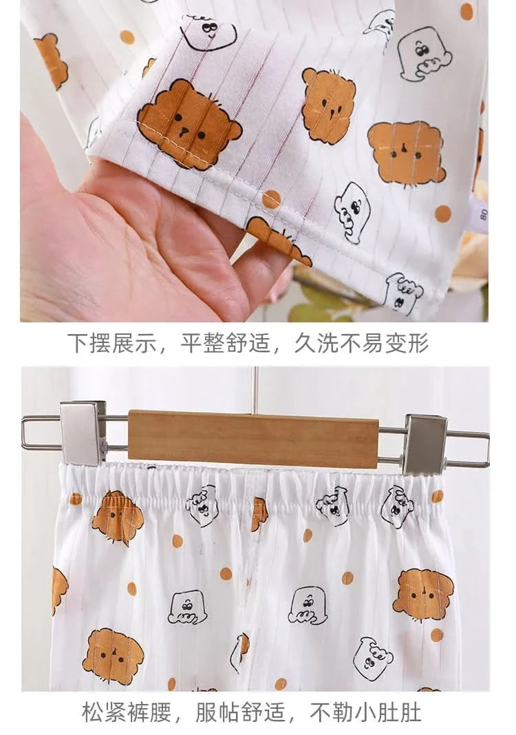 New Kids Boys Girls Summer Clothing Sets Children Cute Cartoon Print Short Sleeve T-Shirt Tops with Shorts Toddler Baby Pajamas - M & M Global