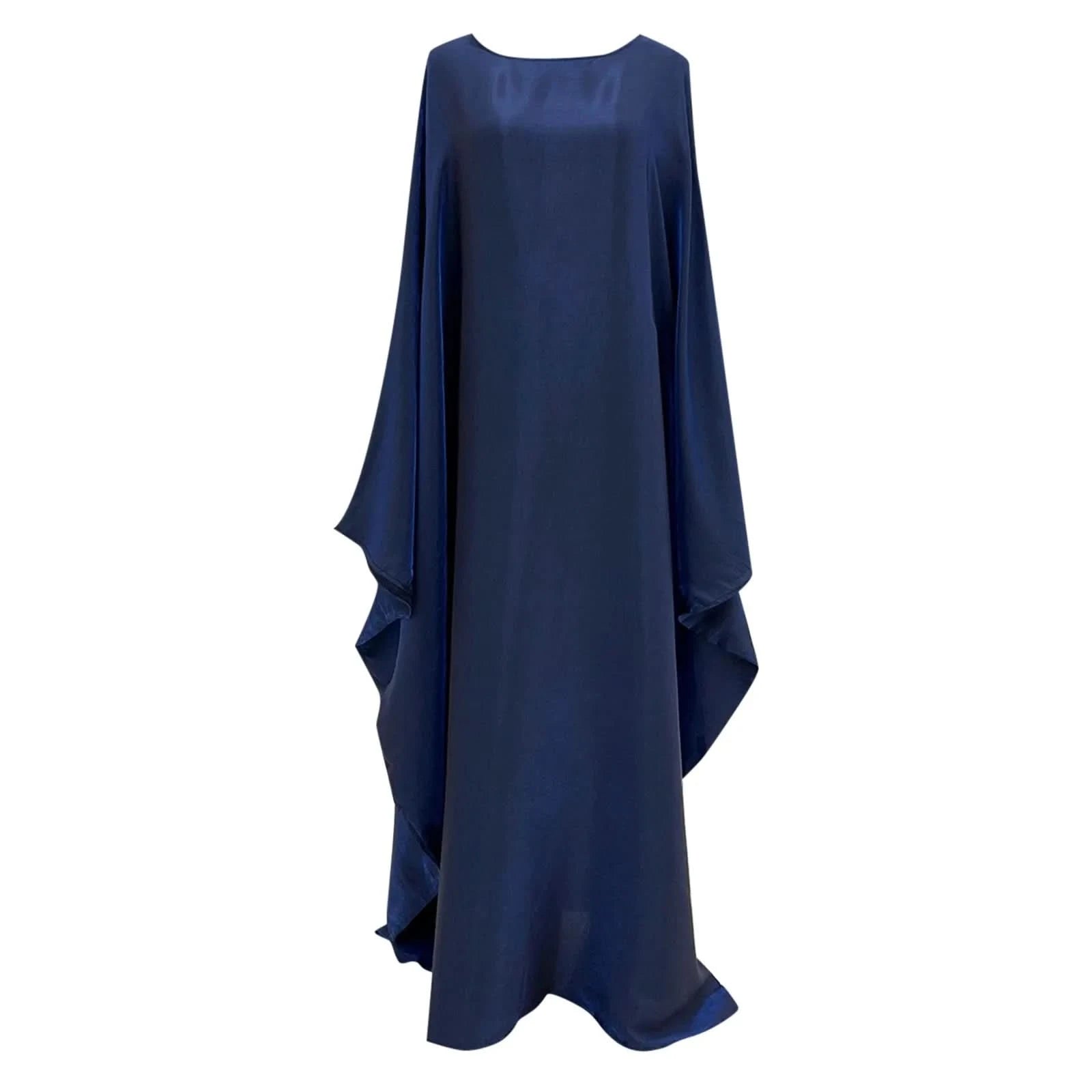 Ramadan Satin Abaya Islam Muslim Summer Batwing Sleeve Maxi Dress Kebaya Abayas For Women Kaftan Robe Musulmane Femme Vestidos - M & M Global