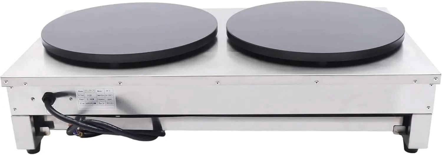 Electric Pancake Maker, 3.4kw Stainless Steel Double Hotplate Pancake Maker 16" Pancake Maker Machine for Homes, Kitchens, Conve - M & M Global