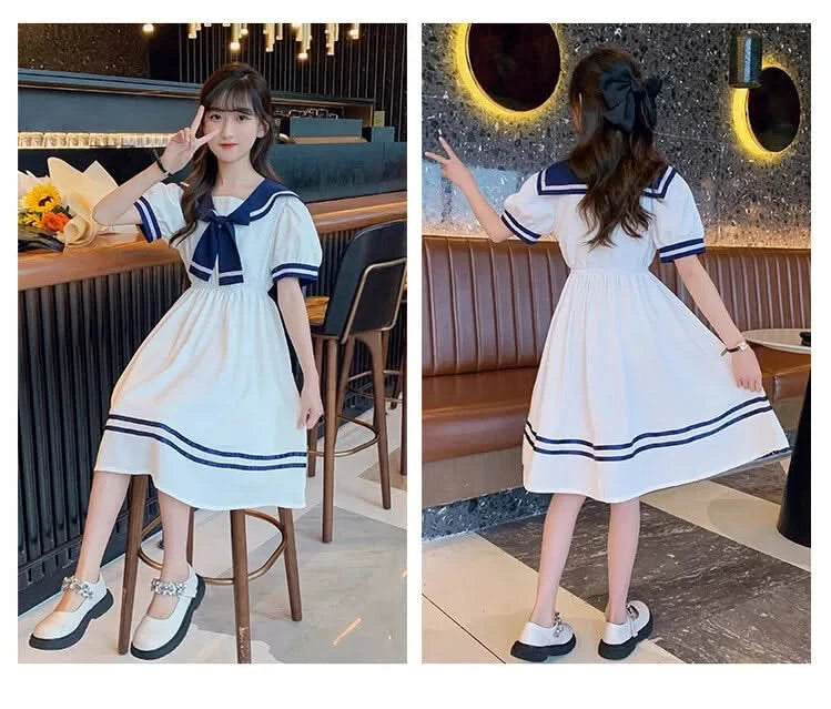 Girls School Dress Summer Dresses for Kids Costume Preppy Style School Teenagers Children Clothes Vestidos Dresses - M & M Global