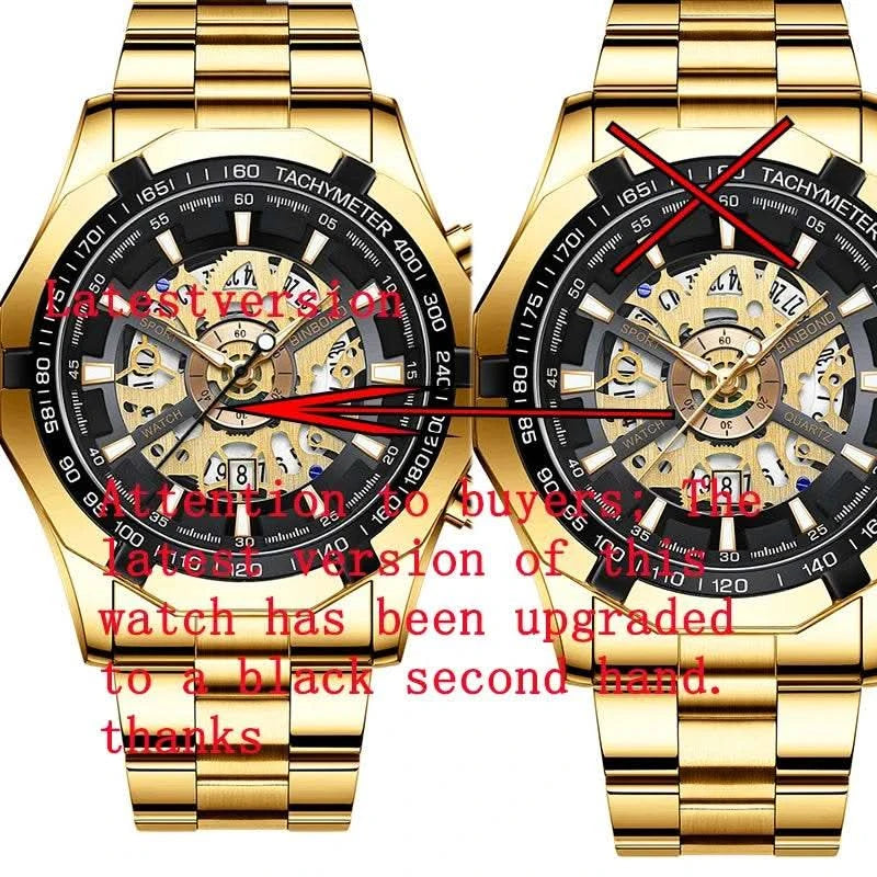 BINBOND Mens Quartz Watches Top Brand Luxury Stainless Steel Waterproof Hollow Out Blue Big Male Wristwatches Relogio Masculino - M & M Global