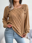 Women Casual Square Collar Buttons Long Sleeve Knitted Pullover Sweaters for Autumn Winter 2026