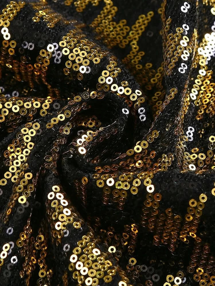 Sexy V Neck Bird Lattice Sequins Maxi Dress Women Black Gold Sequin Long Sleeves Bocycon Long Dress Runway Evening Party Gown - M & M Global